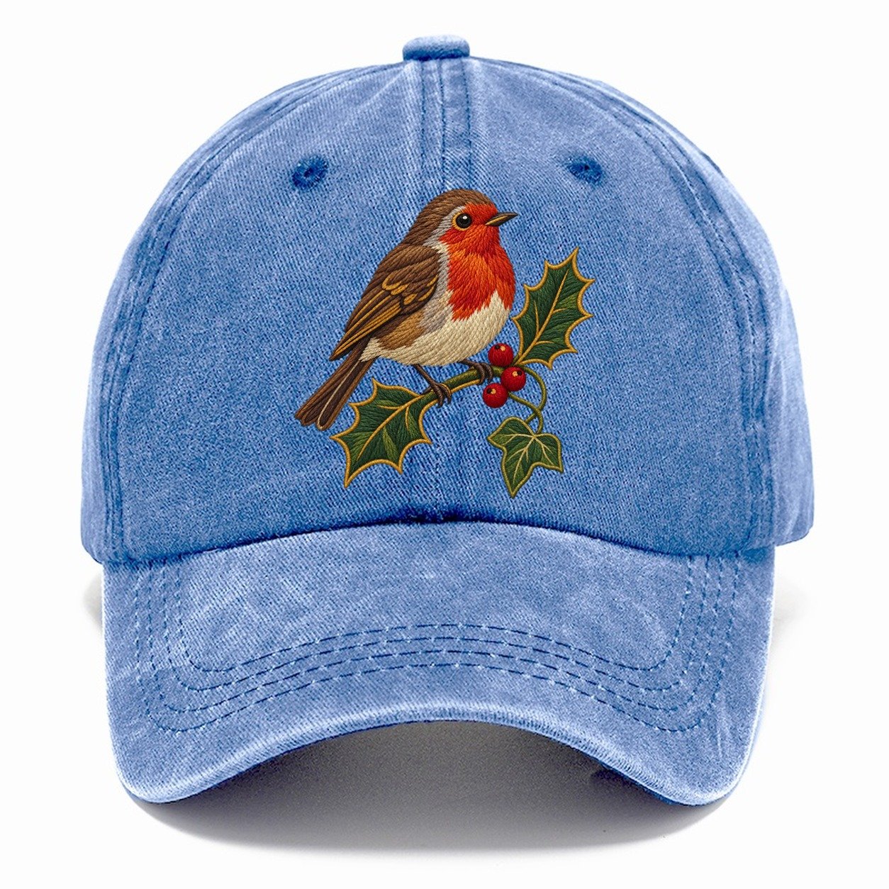 British Robin Holly And Ivy Uk Culture Heritage Classic Cap – Summer Sky