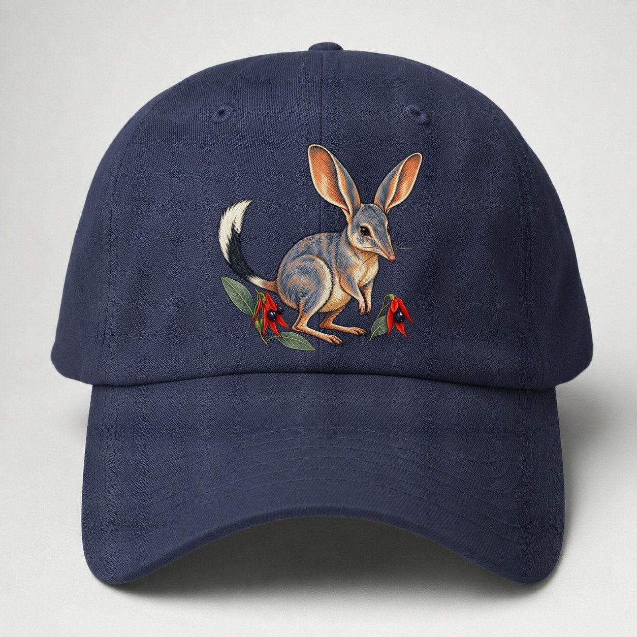Greater Bilby And Sturt Desert Pea Australia Cultural Icons Baseball Cap – Twilight Navy