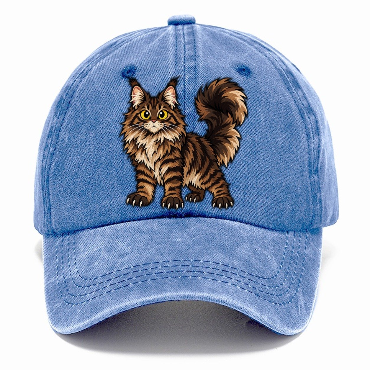 Maine Coon Standing Proud Peeking Cats Classic Cap – Summer Sky