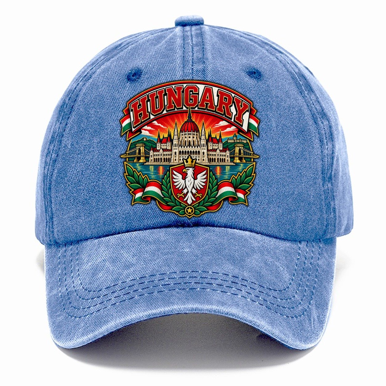 Hungary Retro Badge Country Logos Classic Cap – Summer Sky