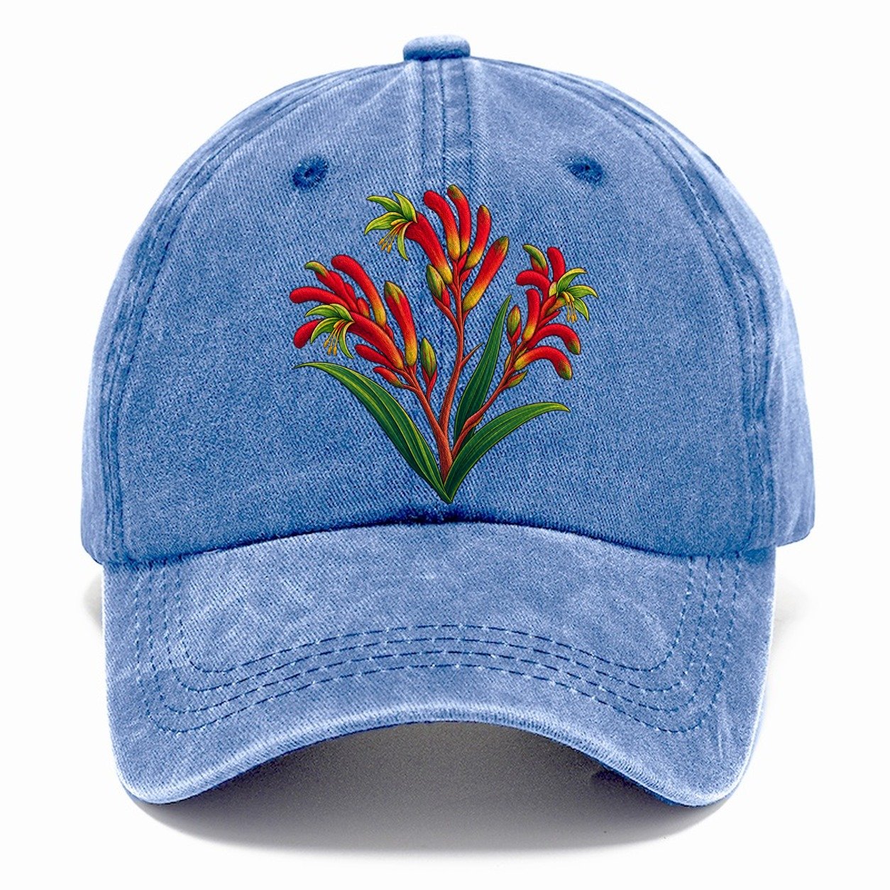 Western Australia Red And Green Kangaroo Paw Australia Cultural Icons Classic Cap – Summer Sky