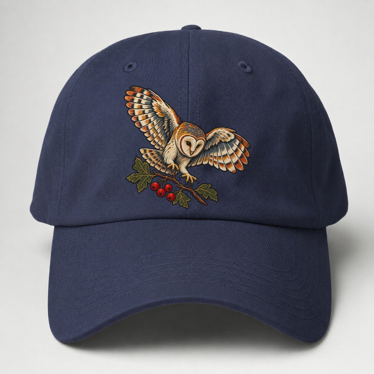 Barn Owl And Hawthorn Berries Uk Culture Heritage Baseball Cap – Twilight Navy
