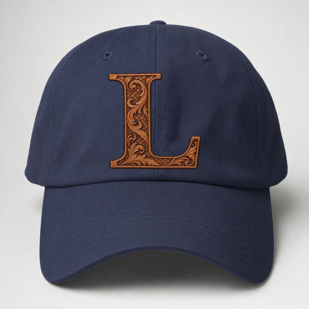 Tooled Leather L Monogram Baseball Cap – Twilight Navy