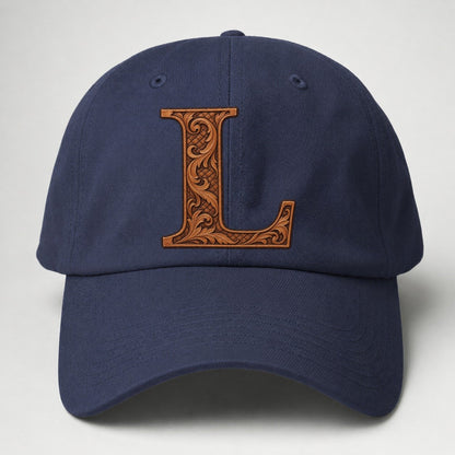 Tooled Leather L Monogram Baseball Cap – Twilight Navy