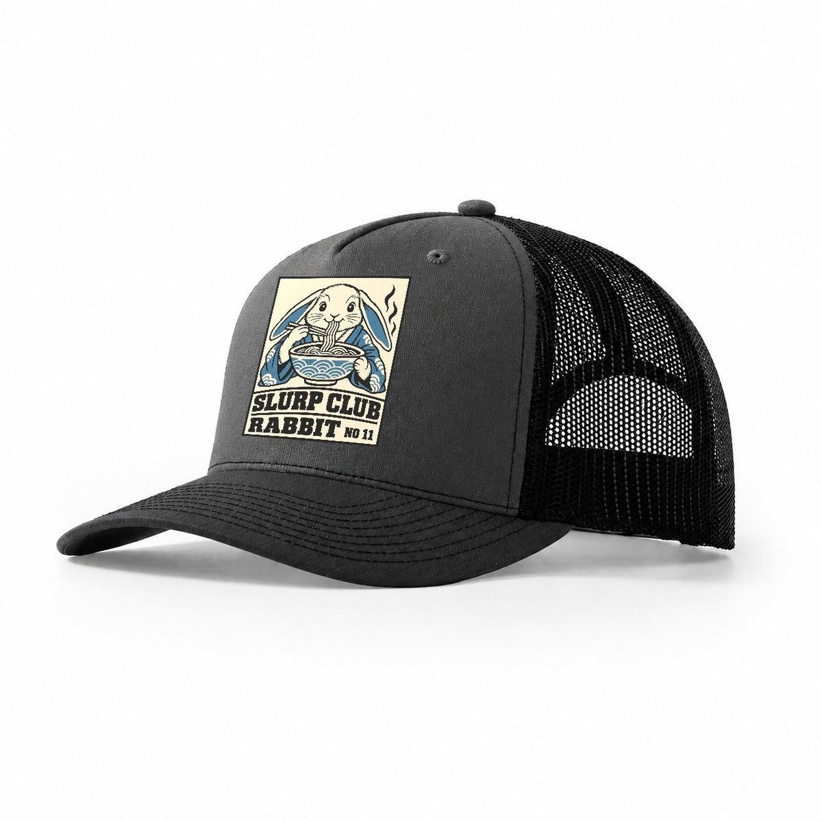 Rabbit Veg Slurp Club Trucker Hat – Dark Grey Black