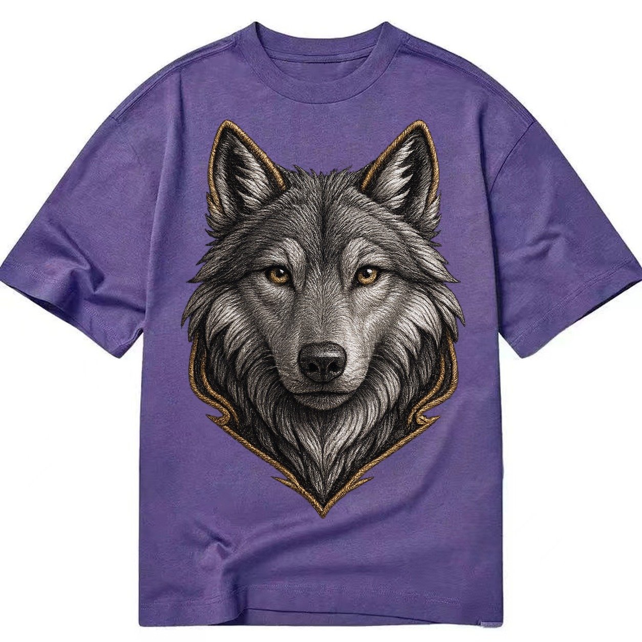 Wolf Totem Spirit Animal Silver Gray Thread Loyalty And Stre Classic T-shirt – Purple