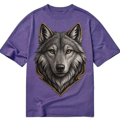 Wolf Totem Spirit Animal Silver Gray Thread Loyalty And Stre Classic T-shirt – Purple