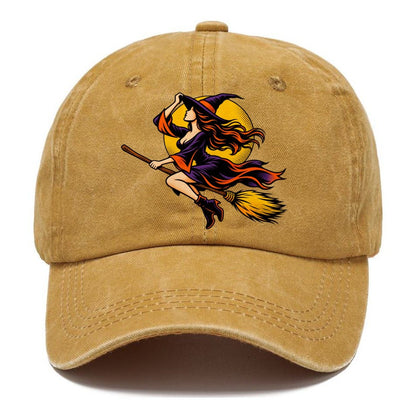 Pop Art Witch on Broom Classic Cap – Golden Harvest