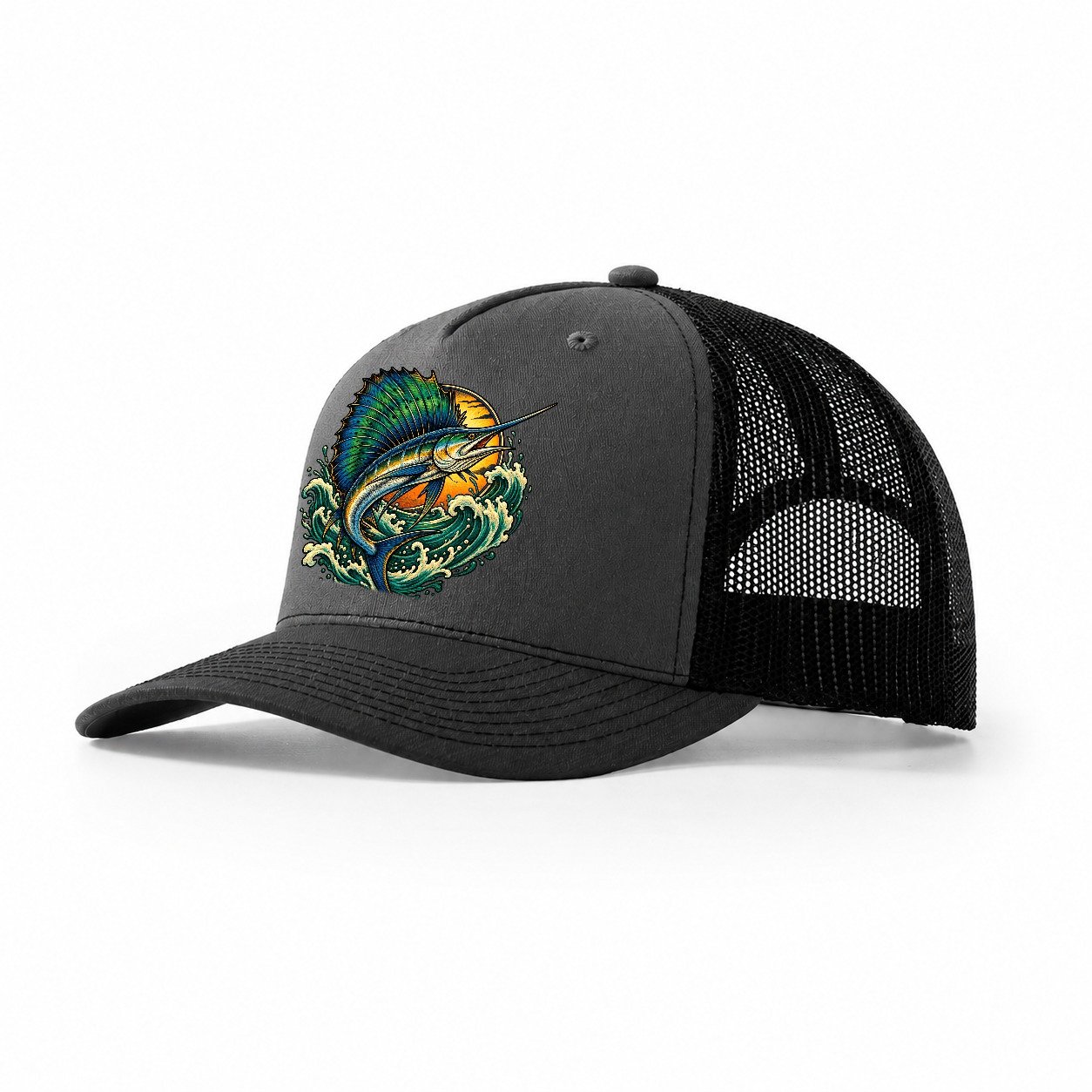 Sailfish Spearhead Fishing Club Trucker Hat – Dark Grey Black