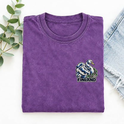 Finland Country Pride Left Chest Vintage T-shirt – Purple