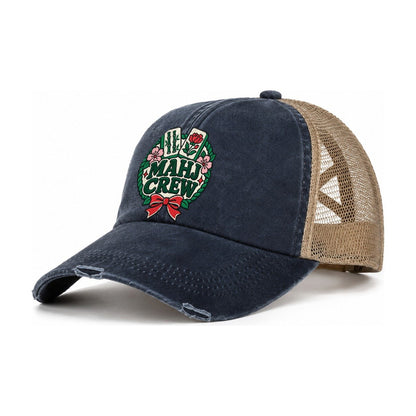 Mahj Crew Mahjong Game Night Women's Ponytail Trucker Hat – Navy Khaki