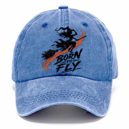 Born To Fly Slogan Witch Magic Classic Cap – Summer Sky