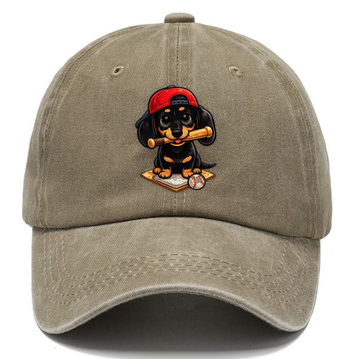 Dachshund Bat Classic Cap – Warm Sand