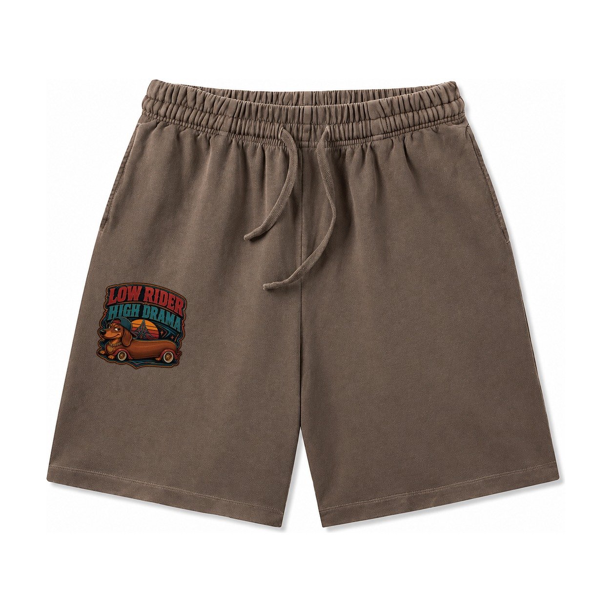 Low Rider High Drama Dachshund Washed Shorts – Coffee