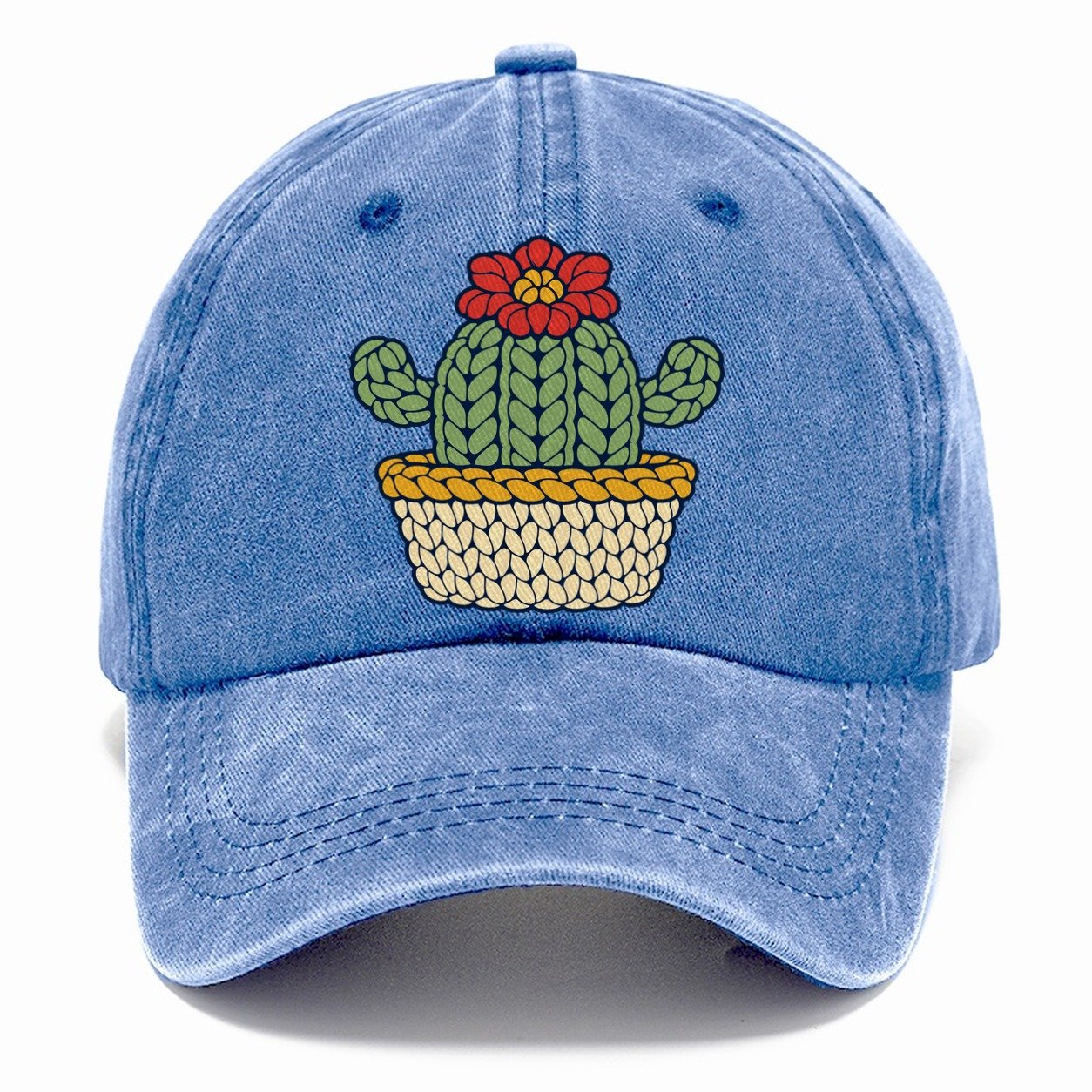 Crocheted Cactus Yarn Crafts Classic Cap – Summer Sky