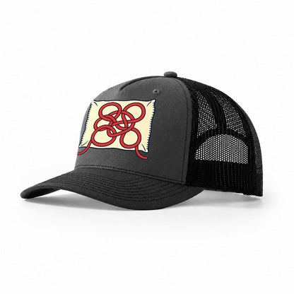The Tangle And Needlework Trucker Hat – Dark Grey Black