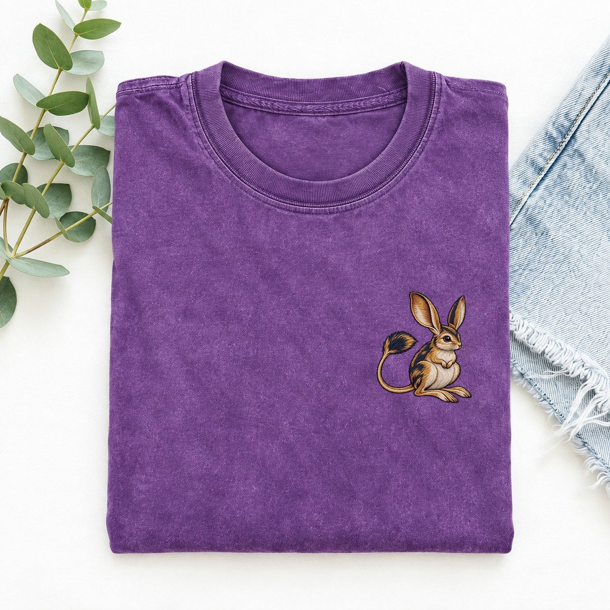 Jerboa Tail Loop Left Chest Thread Signatures II Left Chest Vintage T-shirt – Purple