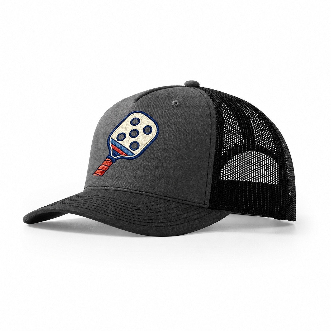Pickleball Paddle Tiny Solo Marks Trucker Hat – Dark Grey Black