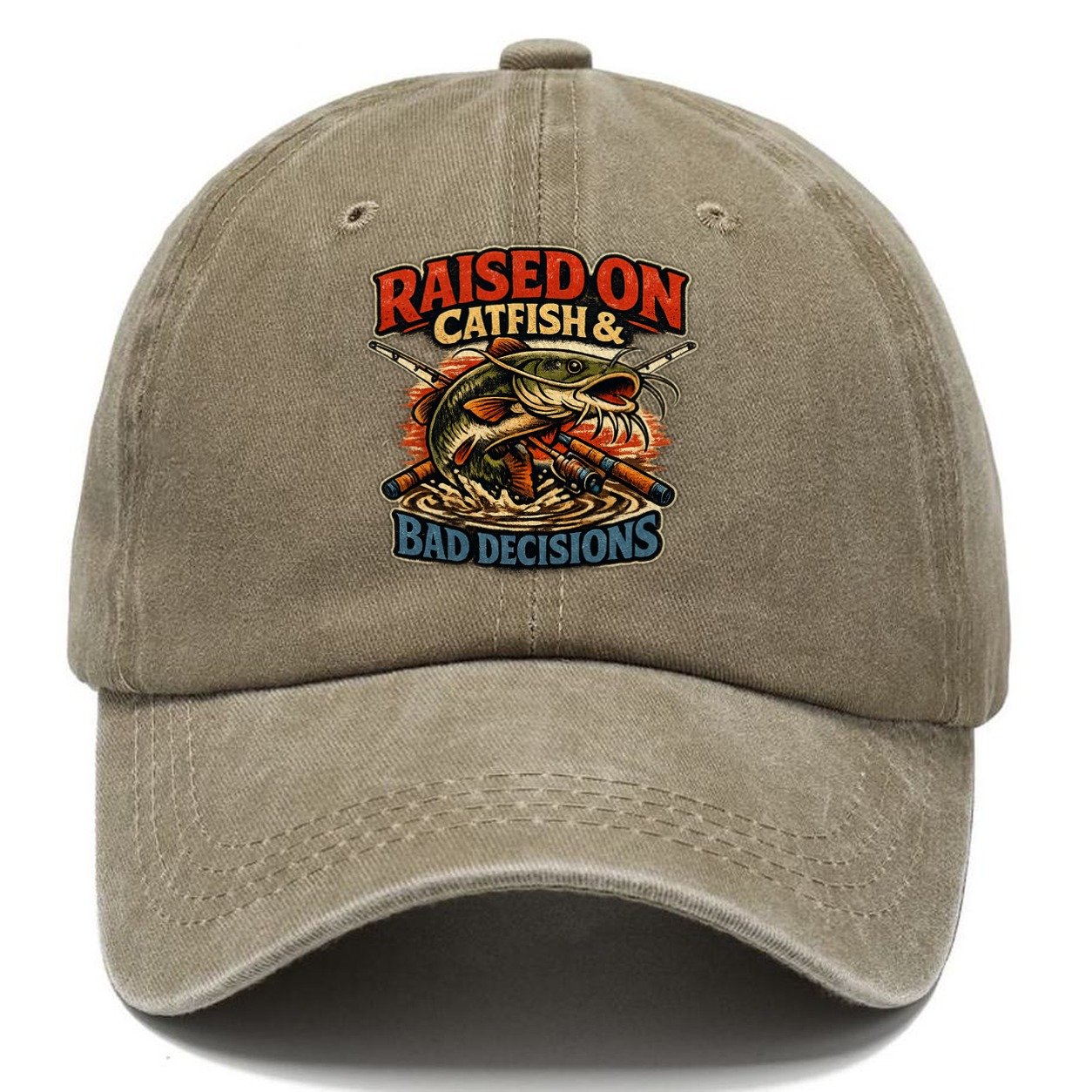 Raised On Catfish And Bad Decisions Classic Cap – Warm Sand