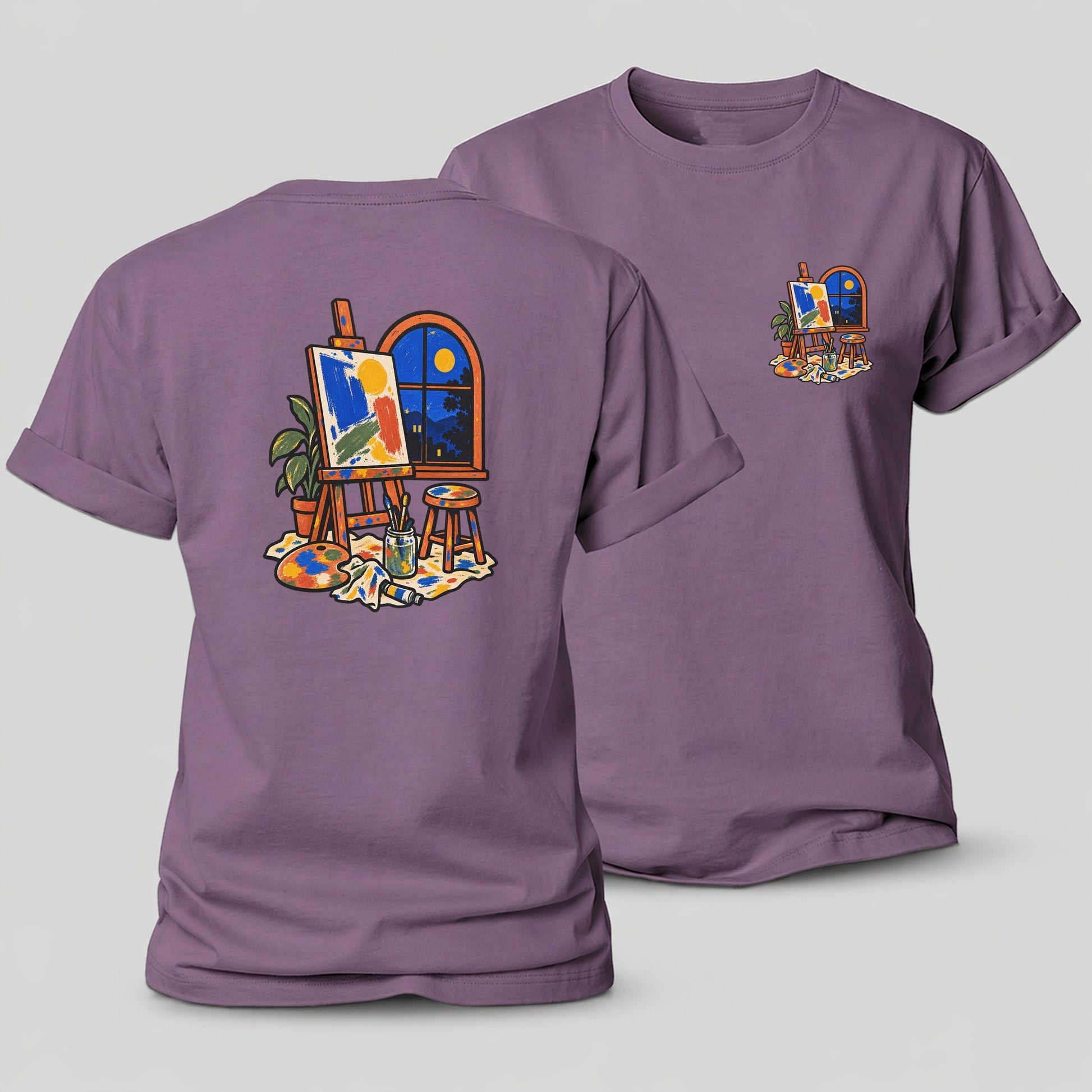 Easel At Dusk Clay Color Makers Women's Cotton T-Shirt – Purple