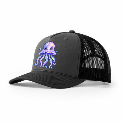 Jellyfish Front Glow Sea Sprite Trucker Hat – Dark Grey Black