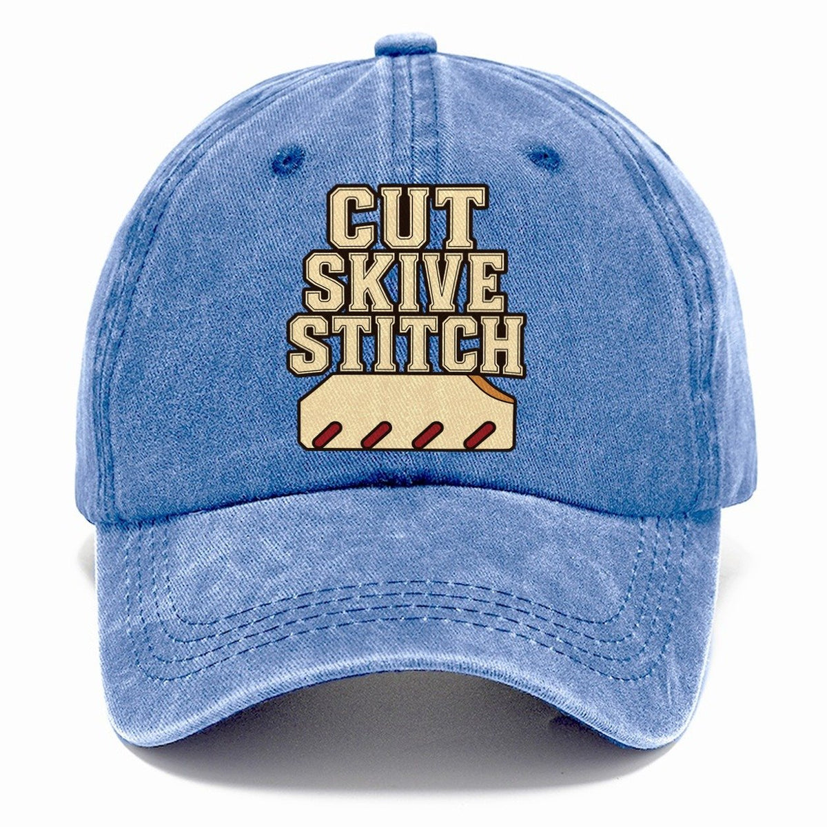 Cut Skive Stitch Leathercraft Classic Cap – Summer Sky