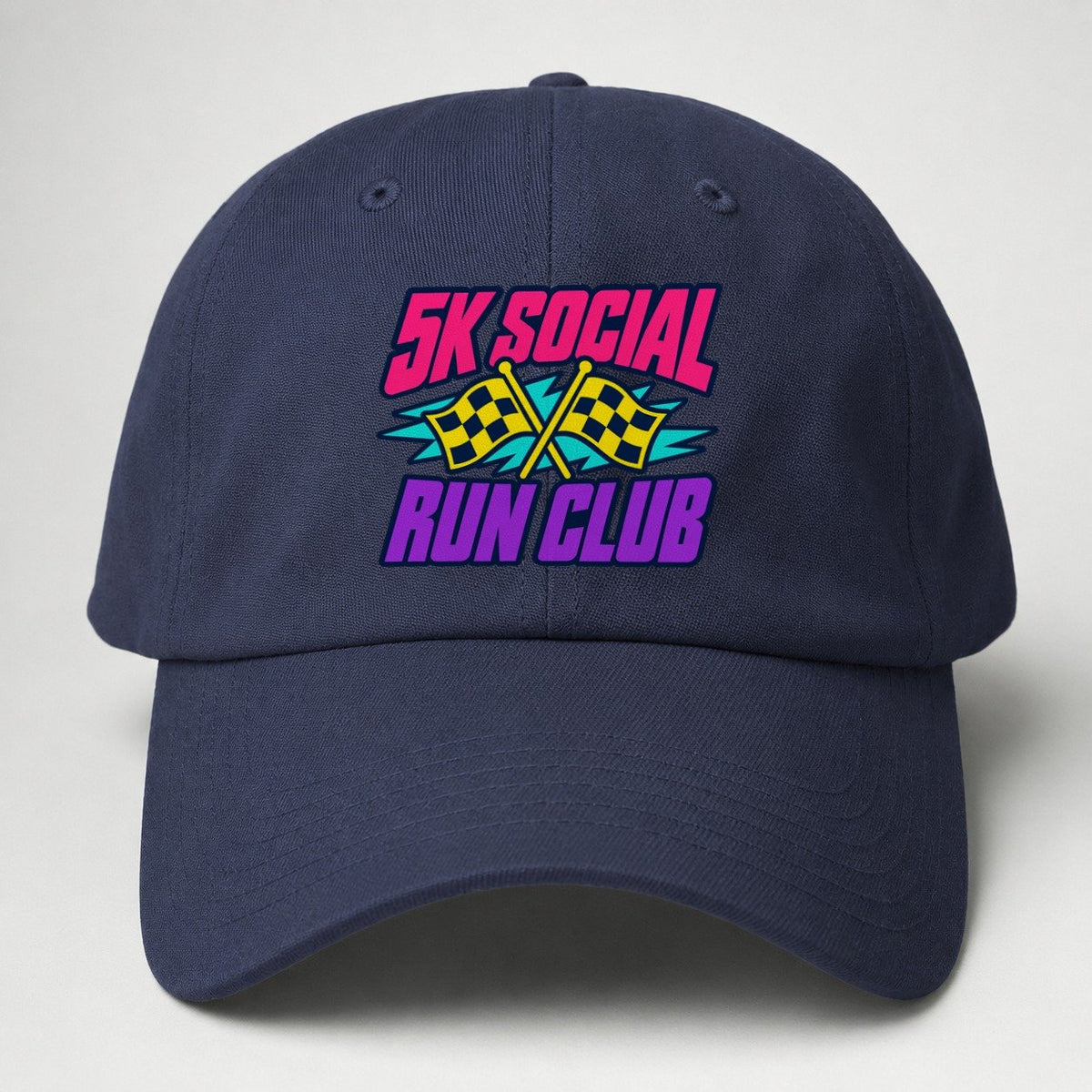5K Social Run Club 90S Running Clubs Baseball Cap – Twilight Navy