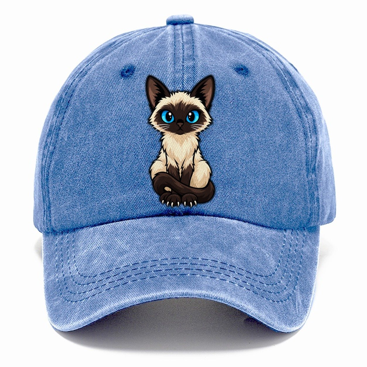 Siamese Sitting Tall Peeking Cats Classic Cap – Summer Sky