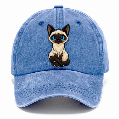 Siamese Sitting Tall Peeking Cats Classic Cap – Summer Sky