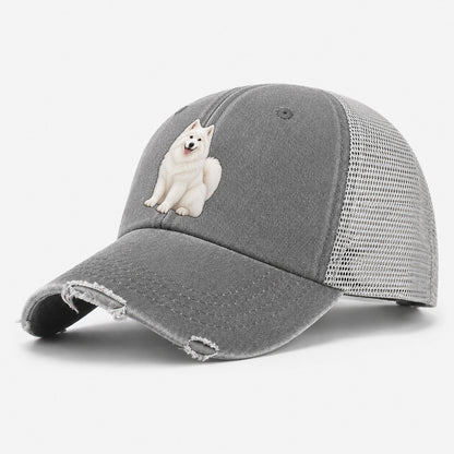 Samoyed Washed Trucker Hat – Grey