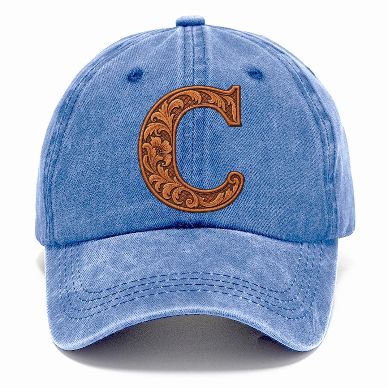 Tooled Leather C Monogram Classic Cap – Summer Sky