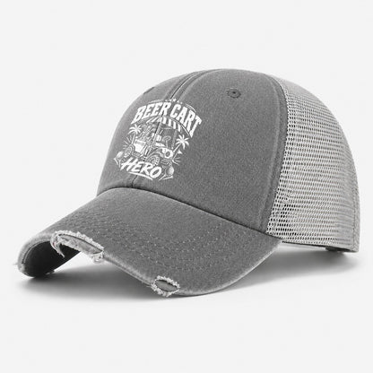 Beer Cart Hero Golf Life Washed Trucker Hat – Grey