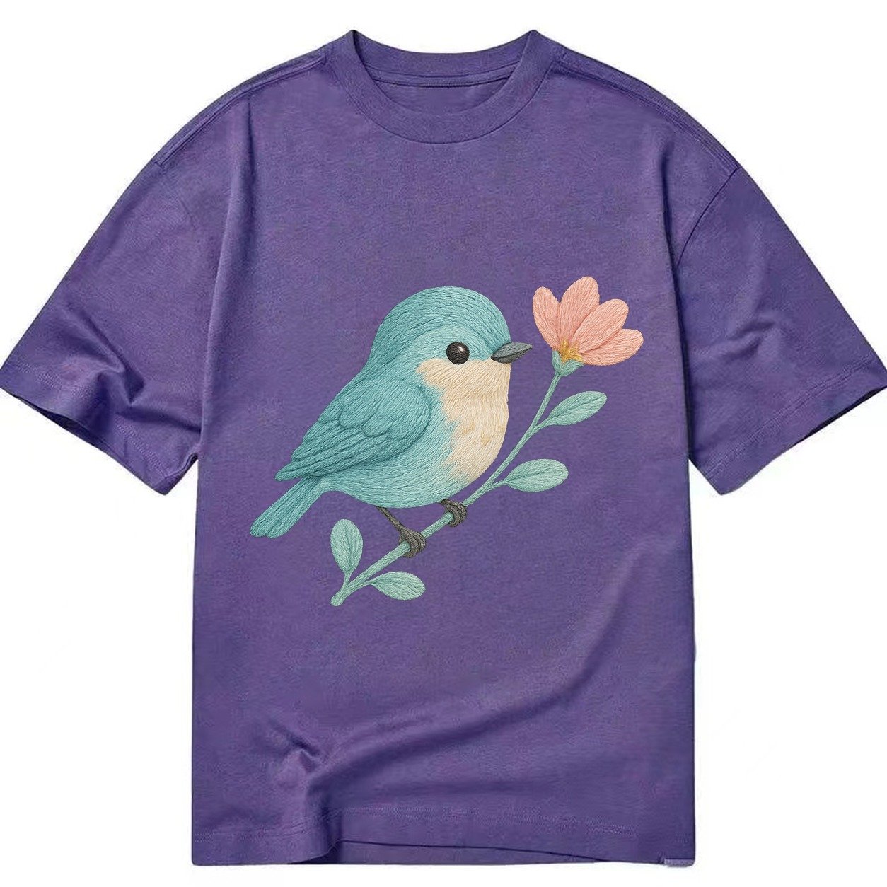 Aqua Chickadee Perched On Mint Eucalyptus Turquoise Cap Swee Classic T-shirt – Purple