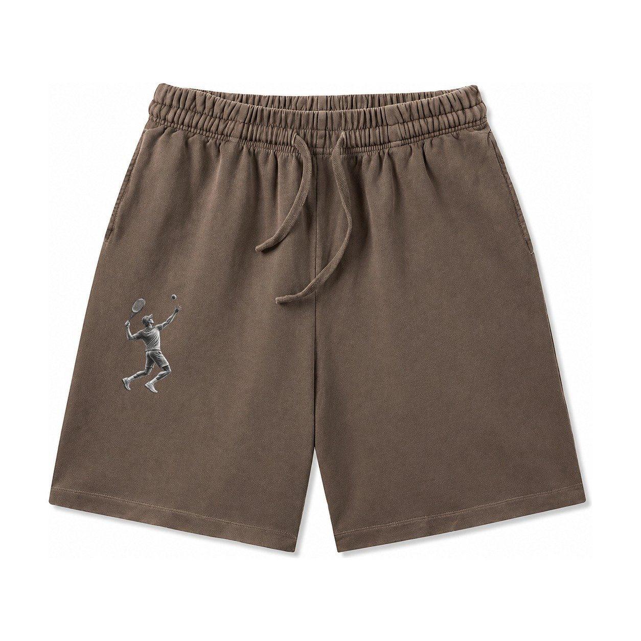 Tennis Player Serving Powerful Shot Washed Shorts – Coffee