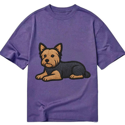 Yorkshire Terrier Blue And Tan Relaxed Lying Down With Head Classic T-shirt – Purple