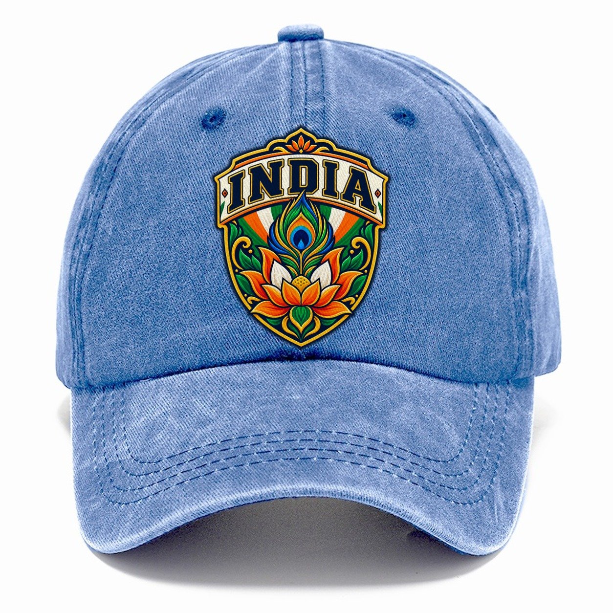 India Retro Badge Country Logos Classic Cap – Summer Sky
