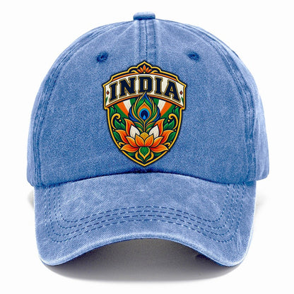India Retro Badge Country Logos Classic Cap – Summer Sky