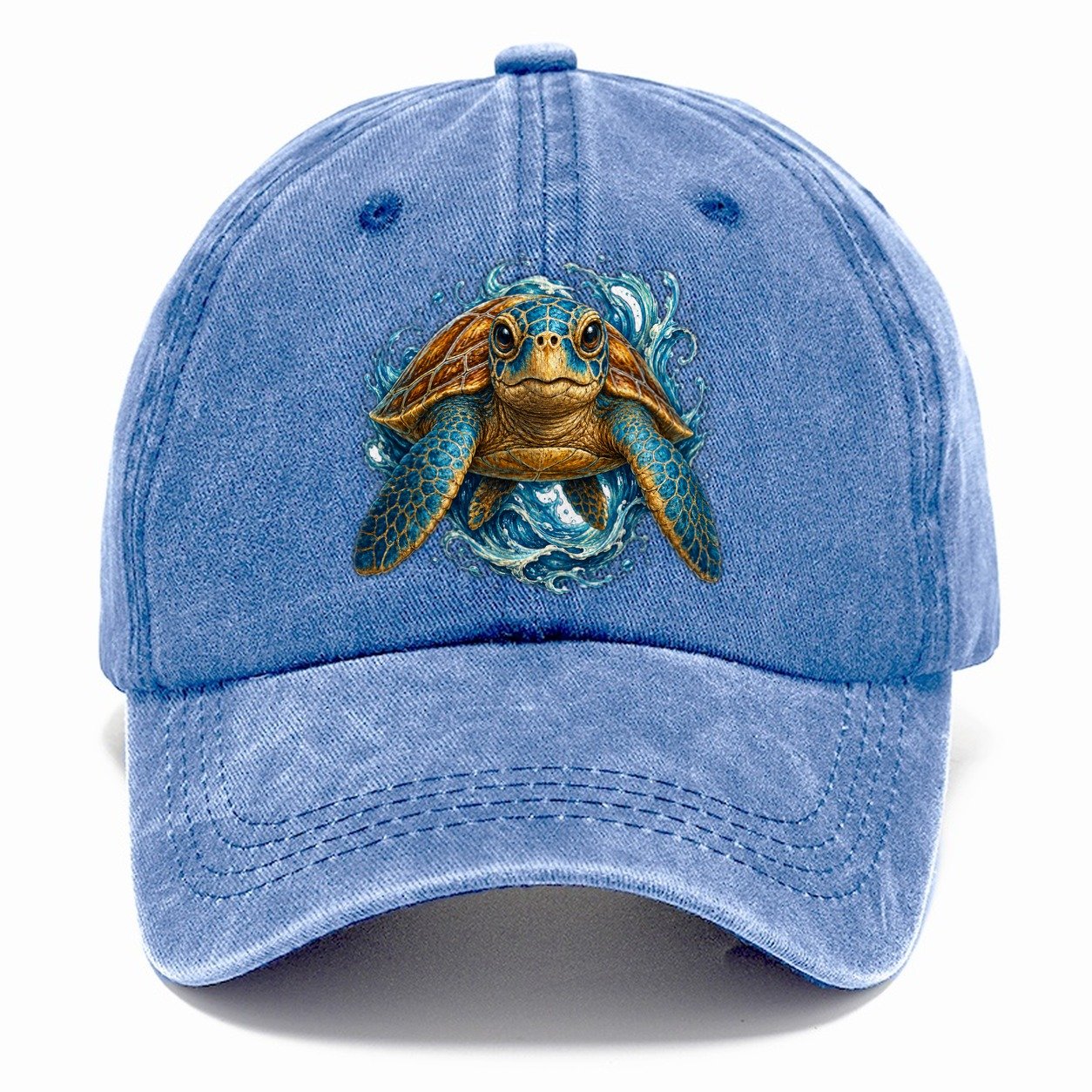 Ornate Sea Turtle Waves Classic Cap – Summer Sky