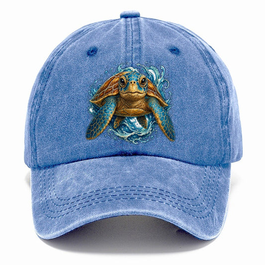 Ornate Sea Turtle Waves Classic Cap – Summer Sky
