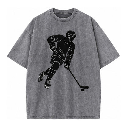 Ice Hockey Player Vintage T-shirt – Grey