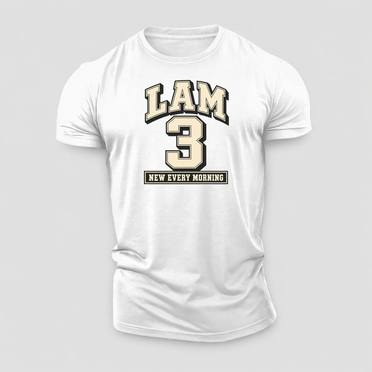 Lamentations 3 Varsity Chapel Varsity Cotton T-Shirt – White