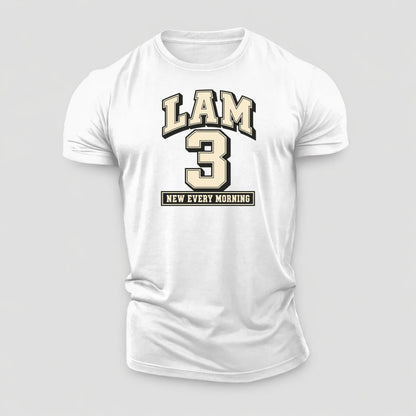 Lamentations 3 Varsity Chapel Varsity Cotton T-Shirt – White