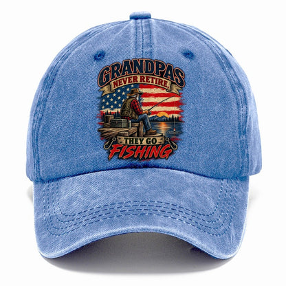 Grandpas Never Retire They Go Fishing Old Man Strong Classic Cap – Summer Sky