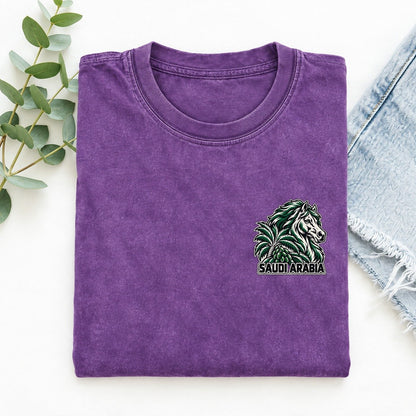 Saudi Arabia Country Pride Left Chest Vintage T-shirt – Purple