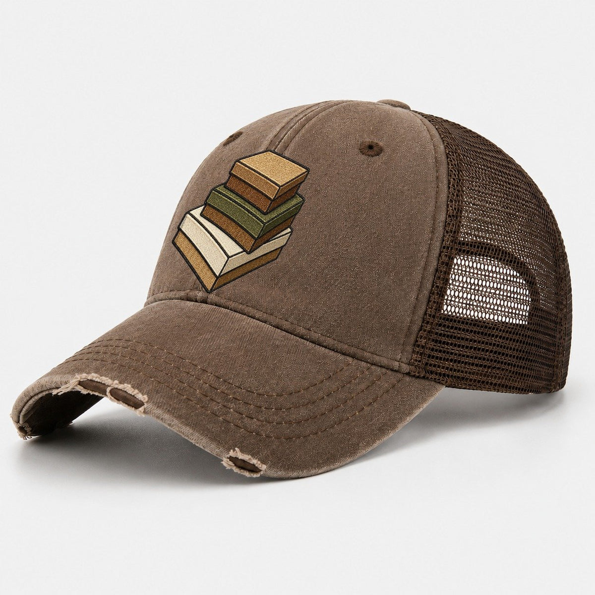 Stack Of Three Blank Lid Game Boxes Board Games Washed Trucker Hat – Coffee