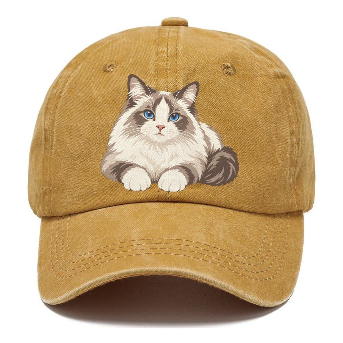 Ragdoll Reclining Paws Forward Realistic Cat Portrait Classic Cap – Golden Harvest