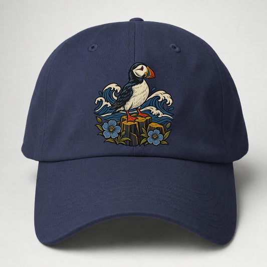 Causeway Coast Puffin And Flax Flowers Uk Culture Heritage Baseball Cap – Twilight Navy
