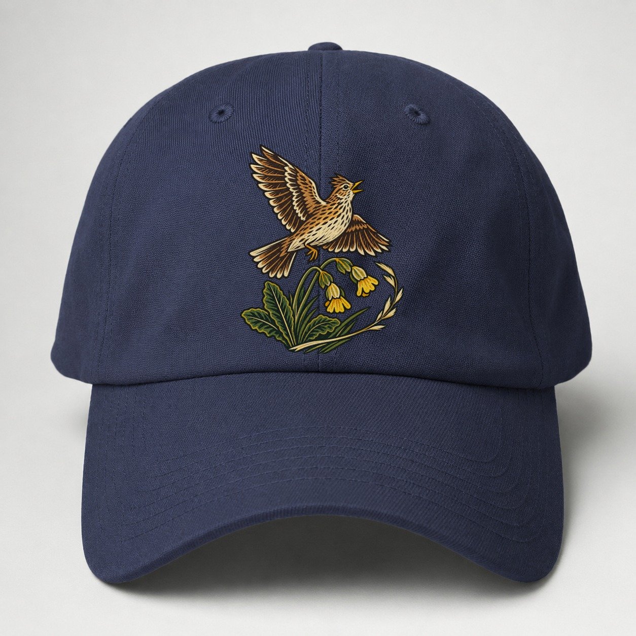 South Downs Skylark And Cowslip Uk Culture Heritage Baseball Cap – Twilight Navy