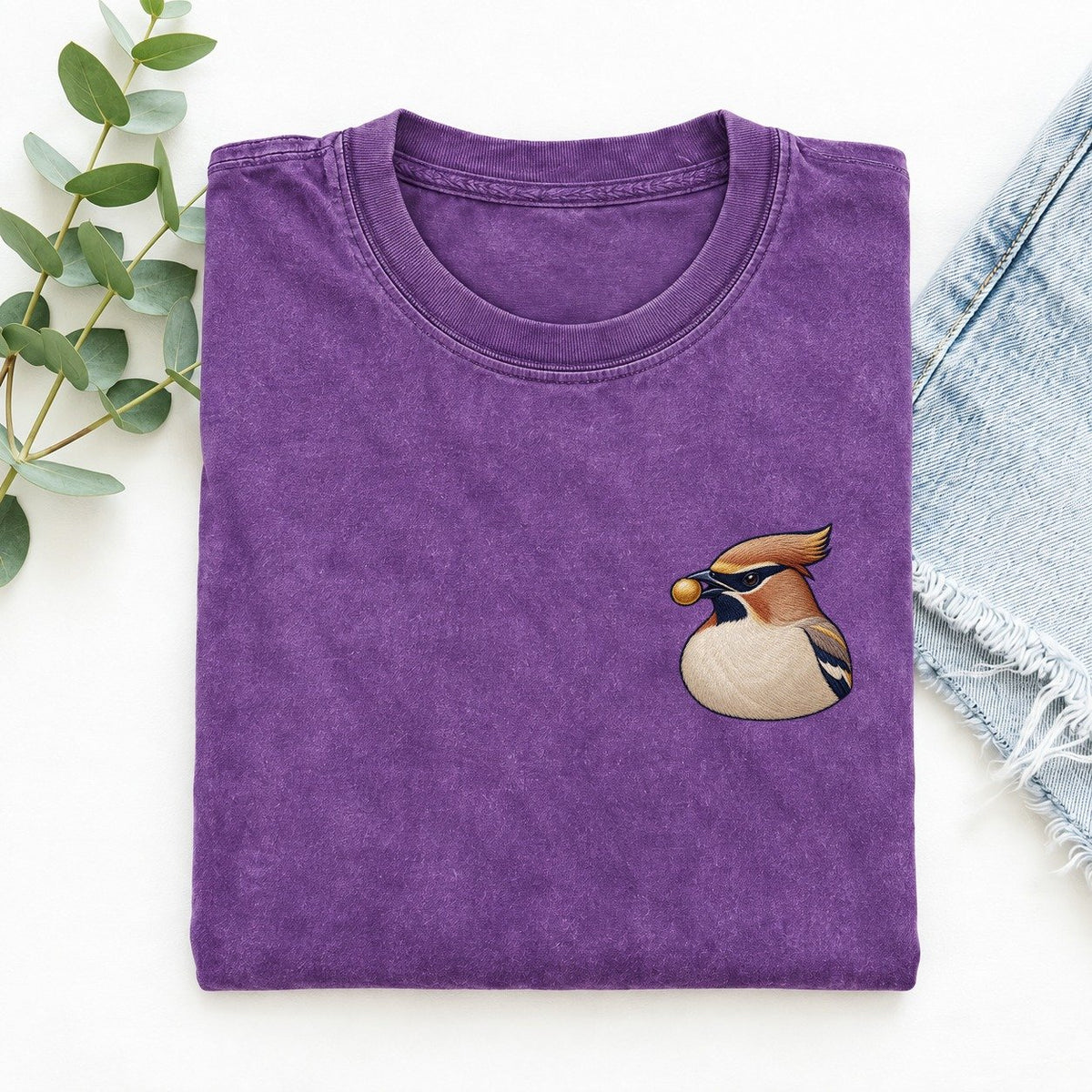 Waxwing Berry Poise Left Chest Vintage T-shirt – Purple