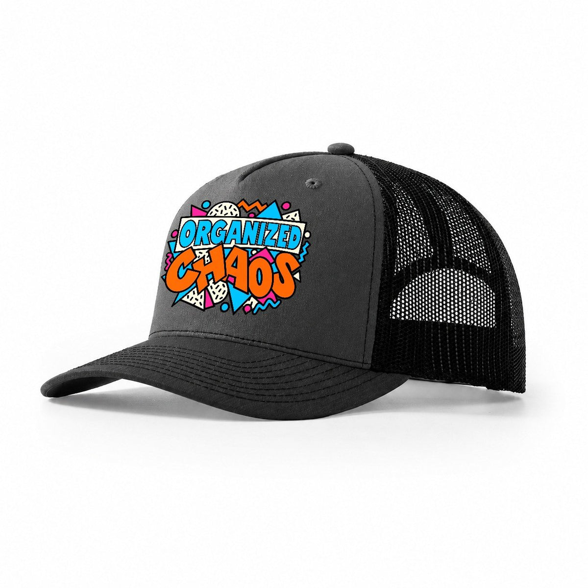 Organized Chaos Crazy Styles Trucker Hat – Dark Grey Black